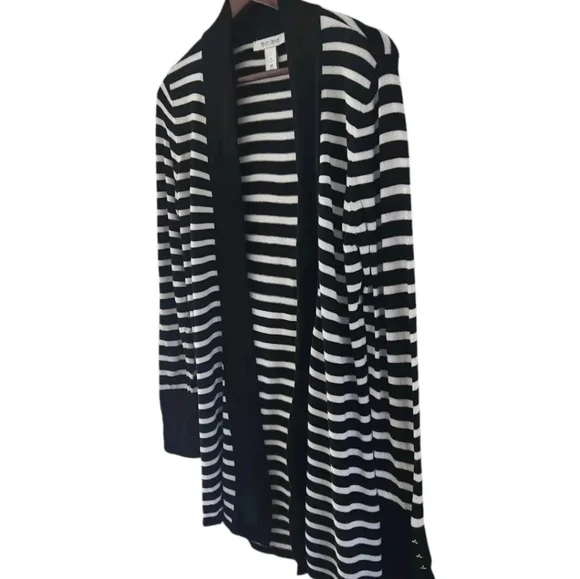 White House Black Market WHBM Striped Open Cardigan Rayon Womens Size Small - Picture 4 of 6